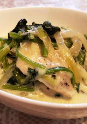 鷄むね肉とほうれん草のクリーム煮-レシピのメイン写真