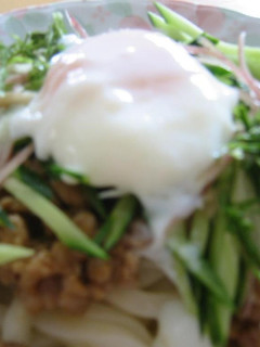 冷やしうどん♪肉みそ・温たまのせ-レシピのメイン写真