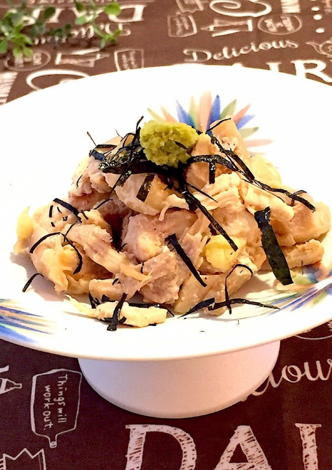 簡単　和えるだけ　蒸し鶏　梅にんにく-レシピのメイン写真