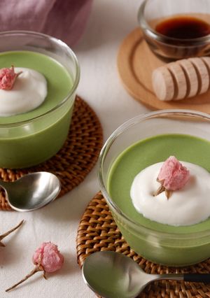 甘酒抹茶パンナコッタ-レシピのメイン写真