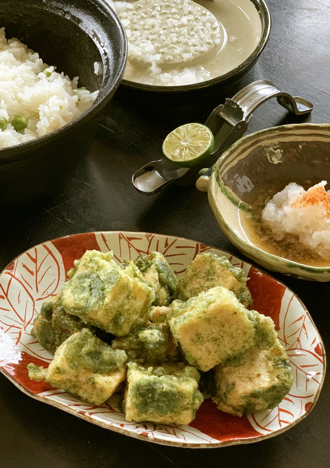 青海苔まみれの豆腐天ぷら(揚げだし風)-レシピのメイン写真