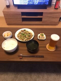 牛肉小松菜玉ねぎカレー塩炒め、里芋の煮物-レシピのメイン写真