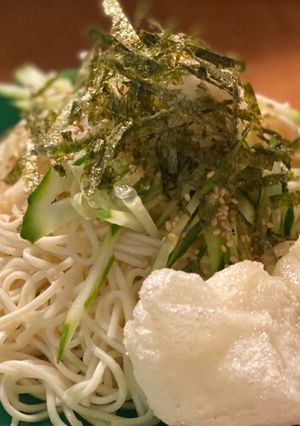 ボリューム満点　ひやむぎと揚げ餅プレート-レシピのメイン写真