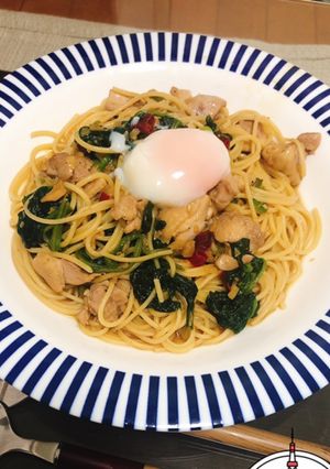 鶏肉とほうれん草のスタミナパスタ-レシピのメイン写真