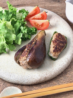 *なすのはさみ焼き&ピーマンの肉詰め*-レシピのメイン写真