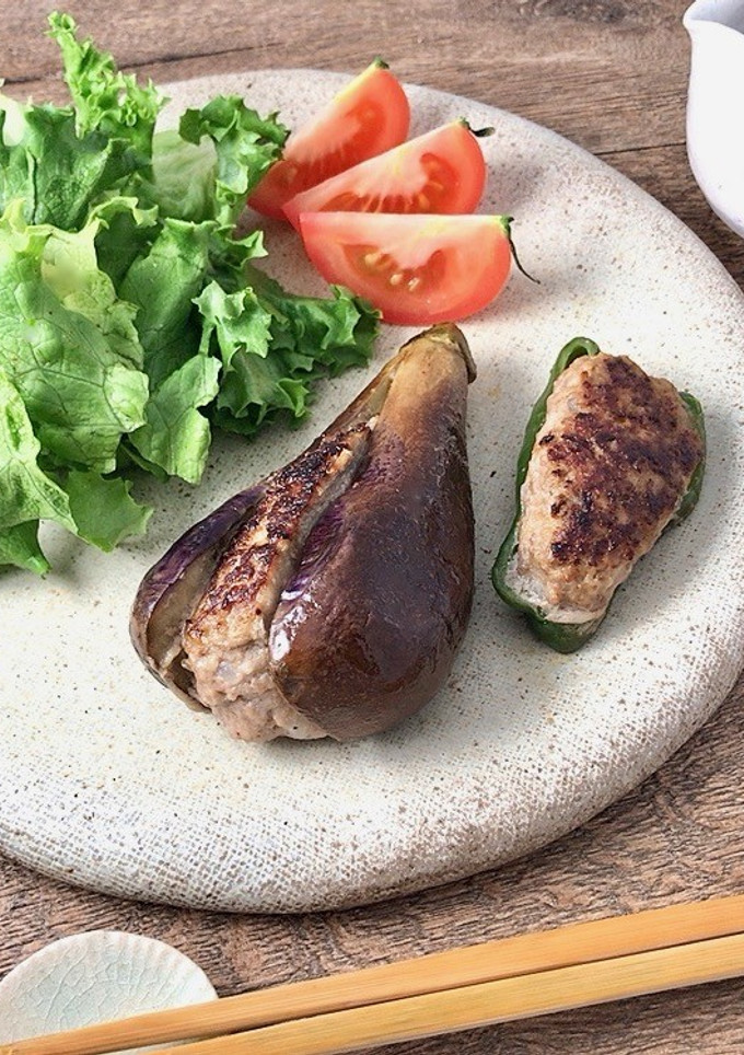 ＊なすのはさみ焼き＆ピーマンの肉詰め＊-レシピのメイン写真