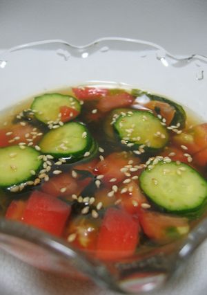 火を使わずに☆夏野菜の冷たい和風スープ-レシピのメイン写真