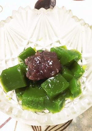抹茶ゼリー あんこトッピング-レシピのメイン写真