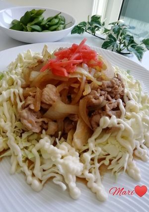 レンジで簡単☆豚皿キャベツマヨビーム-レシピのメイン写真