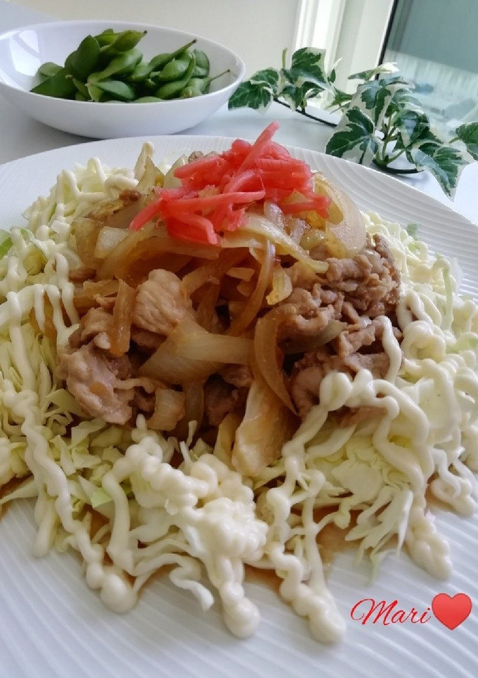 レンジで簡単☆豚皿キャベツマヨビーム-レシピのメイン写真