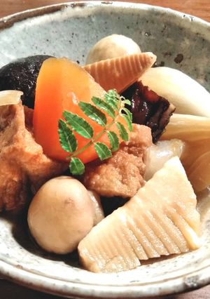 厚揚げ、マッシュルーム、春野菜の煮物-レシピのメイン写真