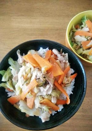 梨湖の簡単豚キャベにんじん丼-レシピのメイン写真