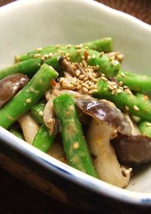 インゲンとしめじの味噌マヨ七味あえ-レシピのメイン写真