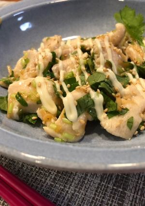 しっとり♡鶏ムネ肉と三つ葉のなめ茸マヨ＊-レシピのメイン写真