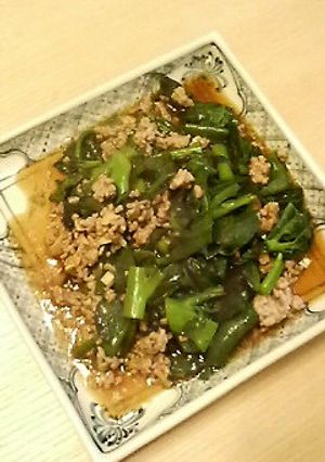 ツルムラサキとひき肉のベトナム風炒め-レシピのメイン写真