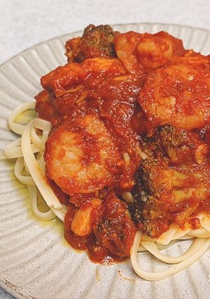 時短＊海老とブロッコリーのトマトパスタ-レシピのメイン写真