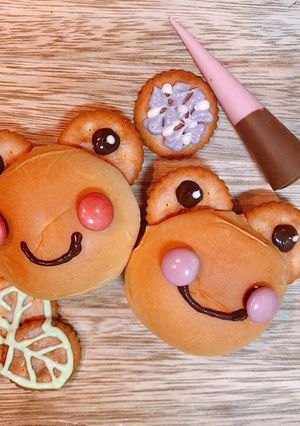 ヤマザキ薄皮パンシリーズ♡カエル-レシピのメイン写真