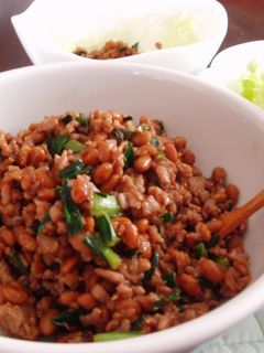 納豆肉みそのレタス包み。-レシピのメイン写真