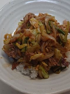 ウドと豚肉の野菜炒め丼-レシピのメイン写真