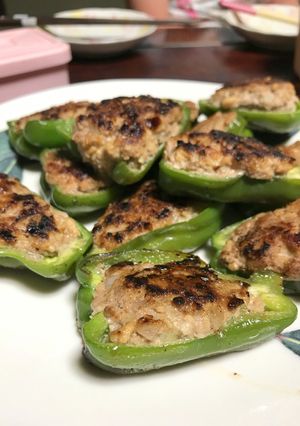 ピーマンの肉詰め〜厚揚げで増量-レシピのメイン写真
