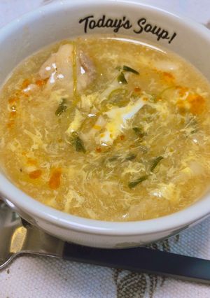 冷蔵庫の残り物で簡単まろやか酸辣湯スープ-レシピのメイン写真