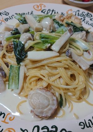 帆立と小松菜のクリームパスタ-レシピのメイン写真