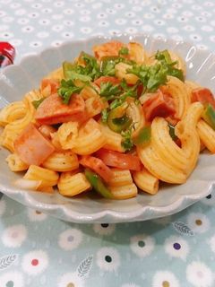 マカロニと魚ニソのナポリタン風!?-レシピのメイン写真