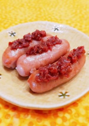 ウインナーに梅干し乗せました☆-レシピのメイン写真