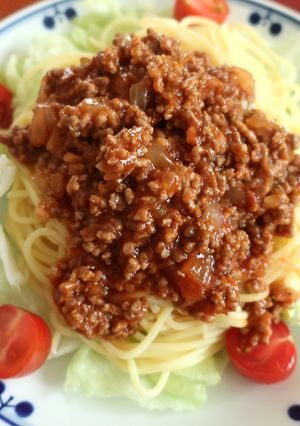 簡単！ミートソースとレタスのパスタ-レシピのメイン写真