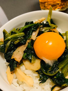 ほうれん草ソテー卵かけご飯-レシピのメイン写真