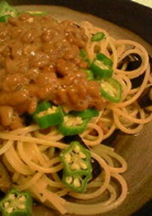 納豆+オクラ+茄子deネバネバ♪パスタ-レシピのメイン写真