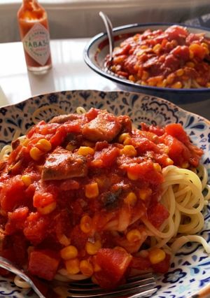 サバトマトパスタ-レシピのメイン写真