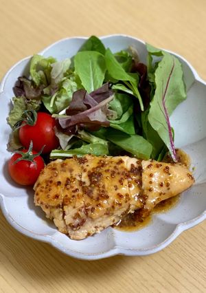 簡単柔らか鶏胸肉のハニーマスタードチキン-レシピのメイン写真