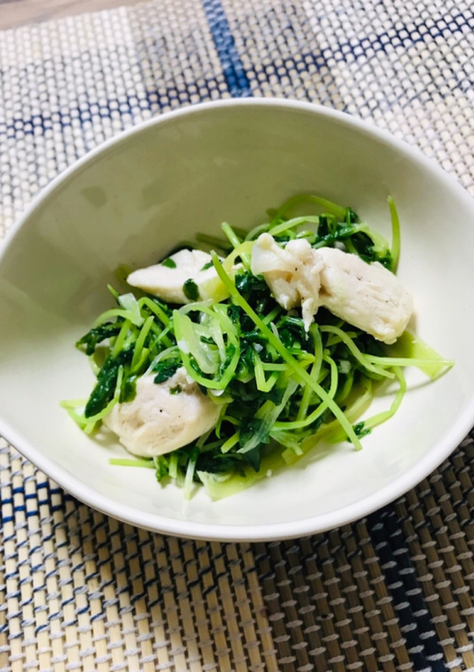 豆苗とささみの塩にんにく炒め-レシピのメイン写真