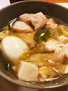 鶏胸と卵とネギと豆腐のヘルシー煮物-レシピのメイン写真