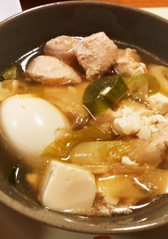 鶏胸と卵とネギと豆腐のヘルシー煮物-レシピのメイン写真