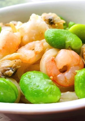 US版掲載㊗海鮮そら豆ナンブラー焼うどん-レシピのメイン写真