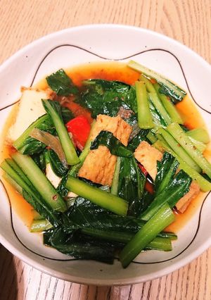 小松菜と厚揚げ煮浸し☆肉じゃがの残り汁で-レシピのメイン写真