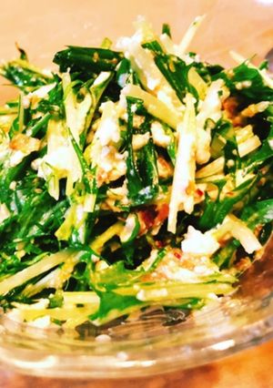 約5分！！水菜と豆腐の梅和えサラダ-レシピのメイン写真
