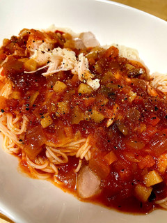 完熟トマトの冷たいミネストローネそうめん-レシピのメイン写真