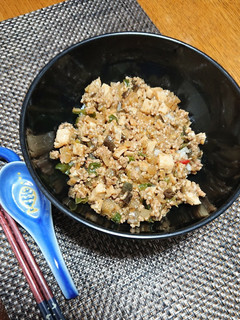 なす厚揚げ挽き肉残り色々甜麺醤味丼ぶり-レシピのメイン写真