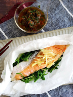 レンジで!鮭と水菜のさっぱりレンチン蒸し-レシピのメイン写真