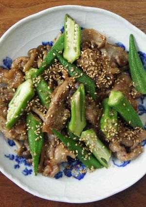 オクラと豚肉の胡麻炒め-レシピのメイン写真