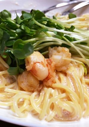 簡単☆きのこと明太子のクリームスパゲティ-レシピのメイン写真