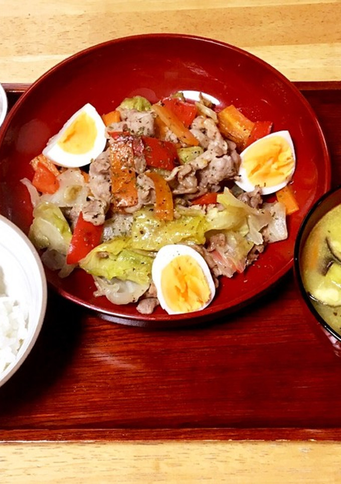 豚肉と野菜の炒め物定食-レシピのメイン写真