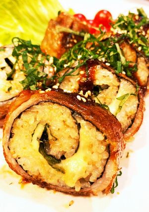 映える☆焼肉のタレ味☆爆弾肉巻きおにぎり-レシピのメイン写真