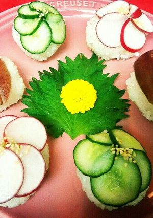 華やか♪カラフルな野菜の手まり寿司♪-レシピのメイン写真