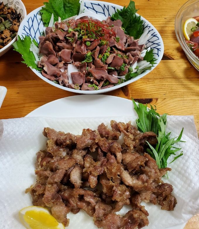 ずりぽん酢とずり筋(銀皮)唐揚げ-レシピのメイン写真