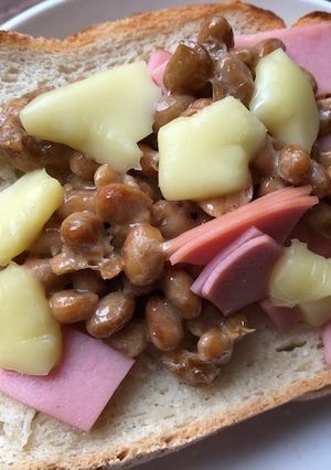 納豆とハムのトースト-レシピのメイン写真