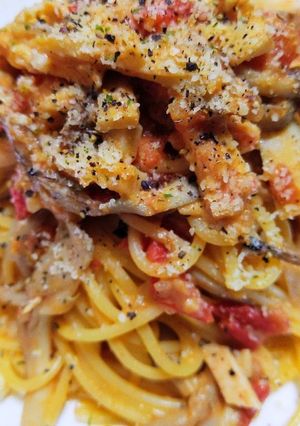 鶏ハムときのこのトマトクリームパスタ-レシピのメイン写真